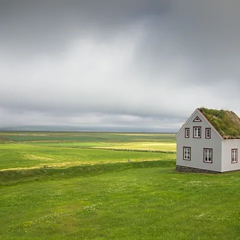 A house on green grassland